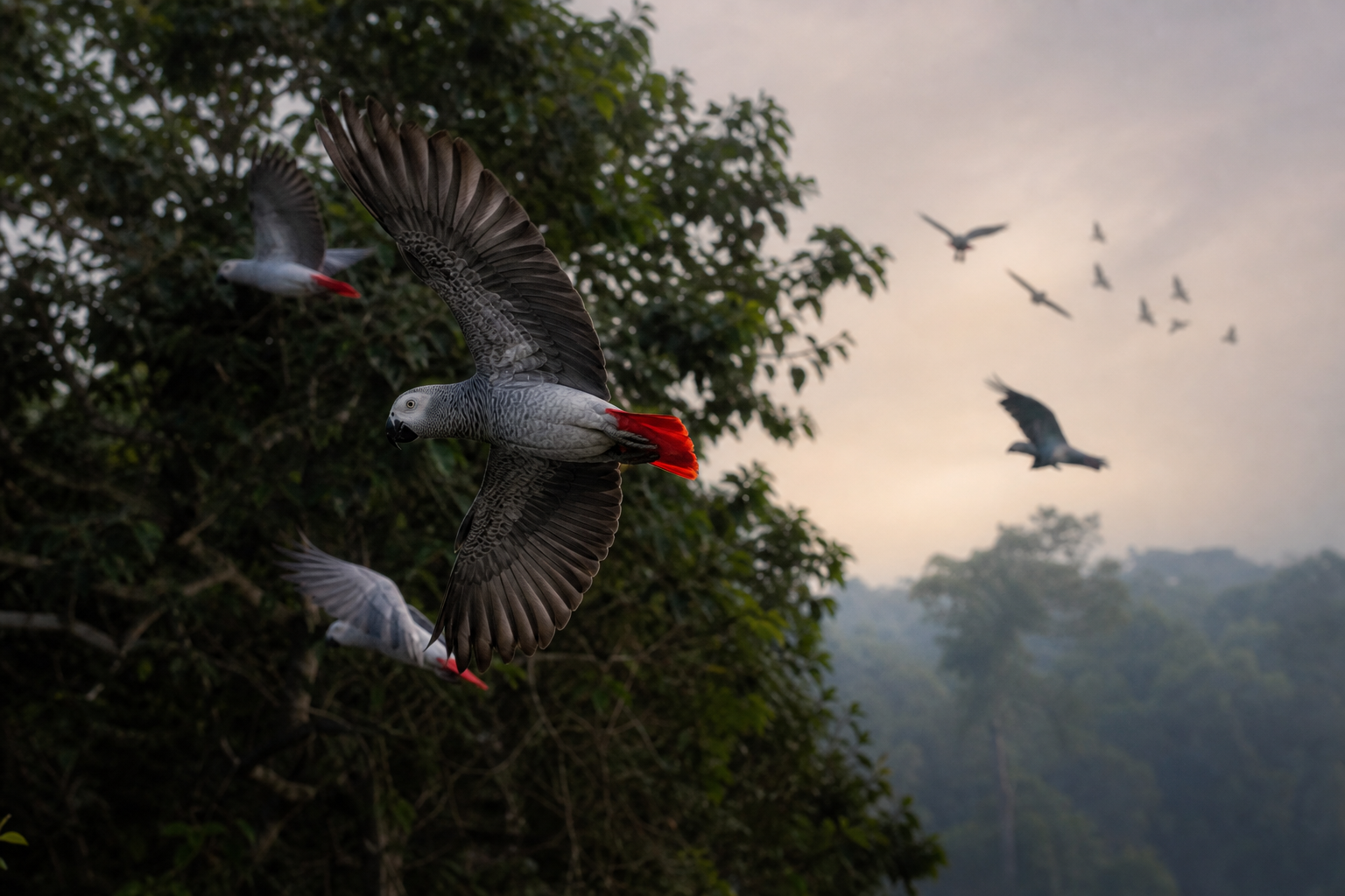 African Grey Parrot - Conservation Photography